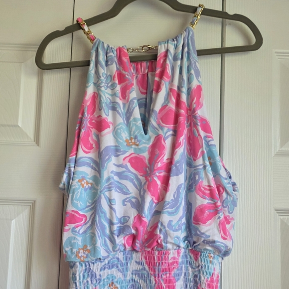 Lilly Pulitzer Pink and Blue Midi Dress XL - Picture 3 of 3